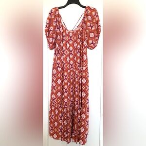 Knox Rose Puff Short Sleeve Tiered A-Line Dress